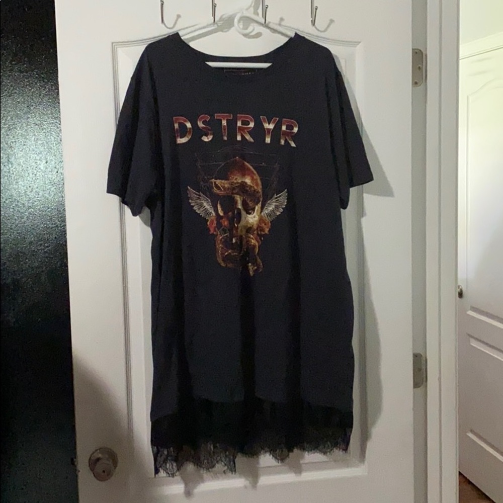 DSTRYR band tee dress off black or gray